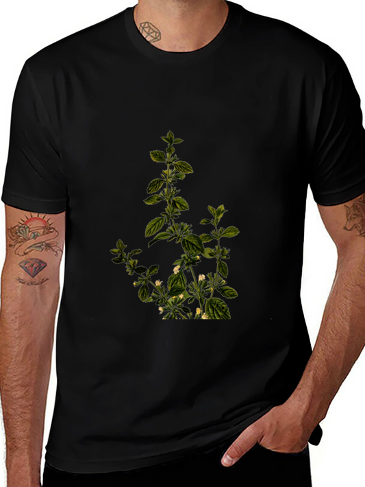Botanical Print Black T-Shirt