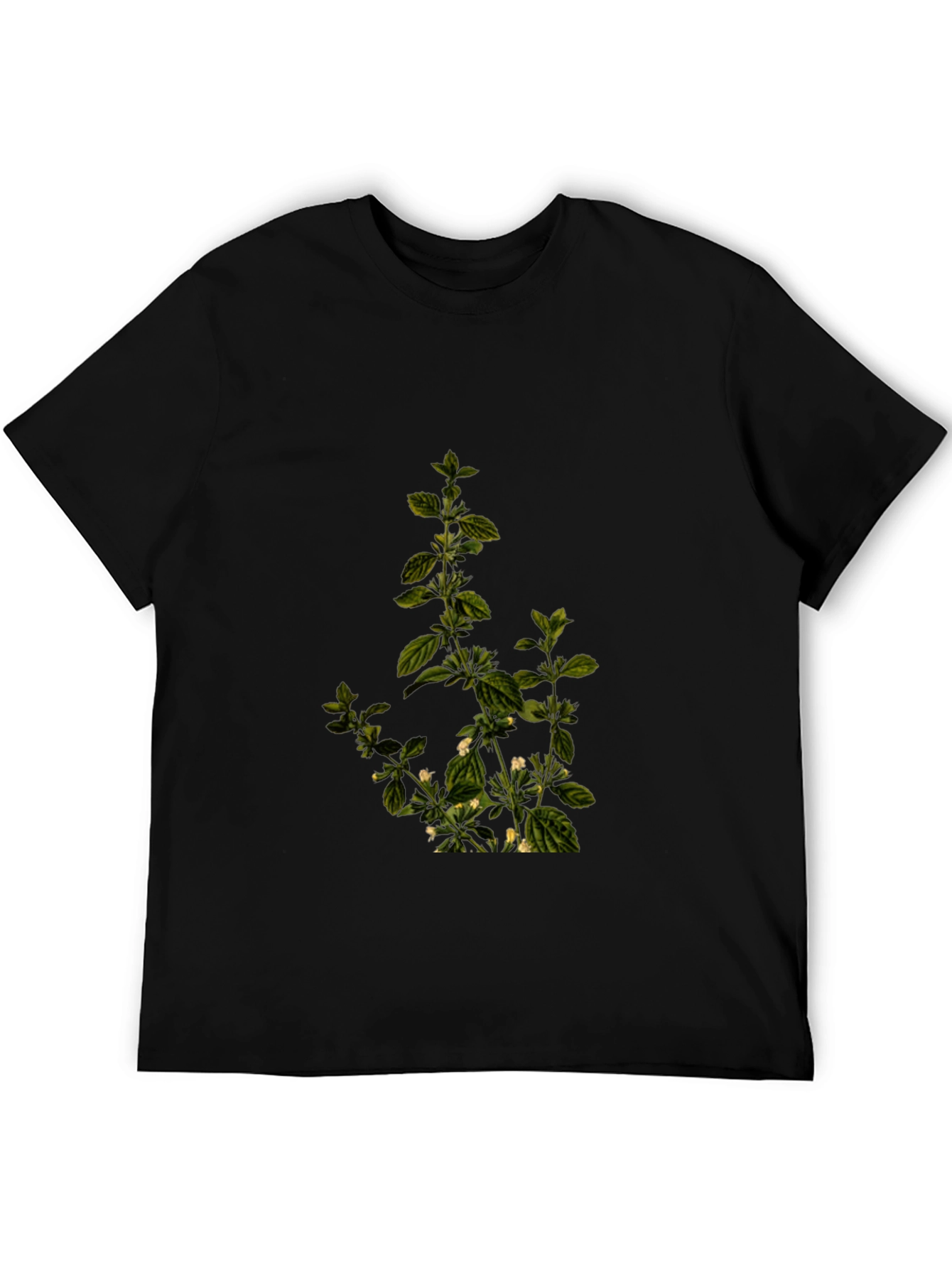 Botanical Print Black T-Shirt
