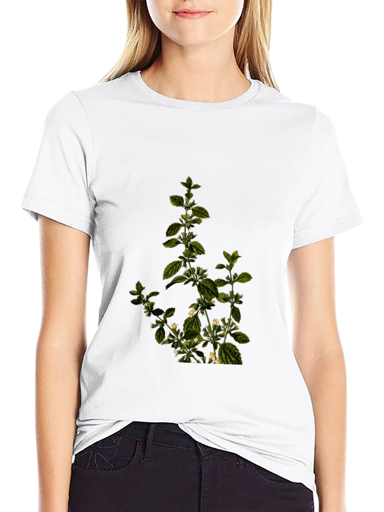 Botanical Print Black T-Shirt
