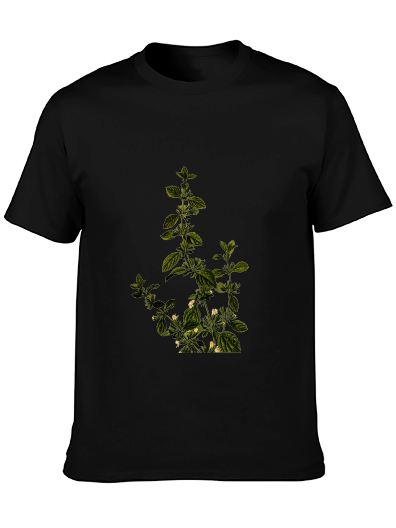 Botanical Print Black T-Shirt