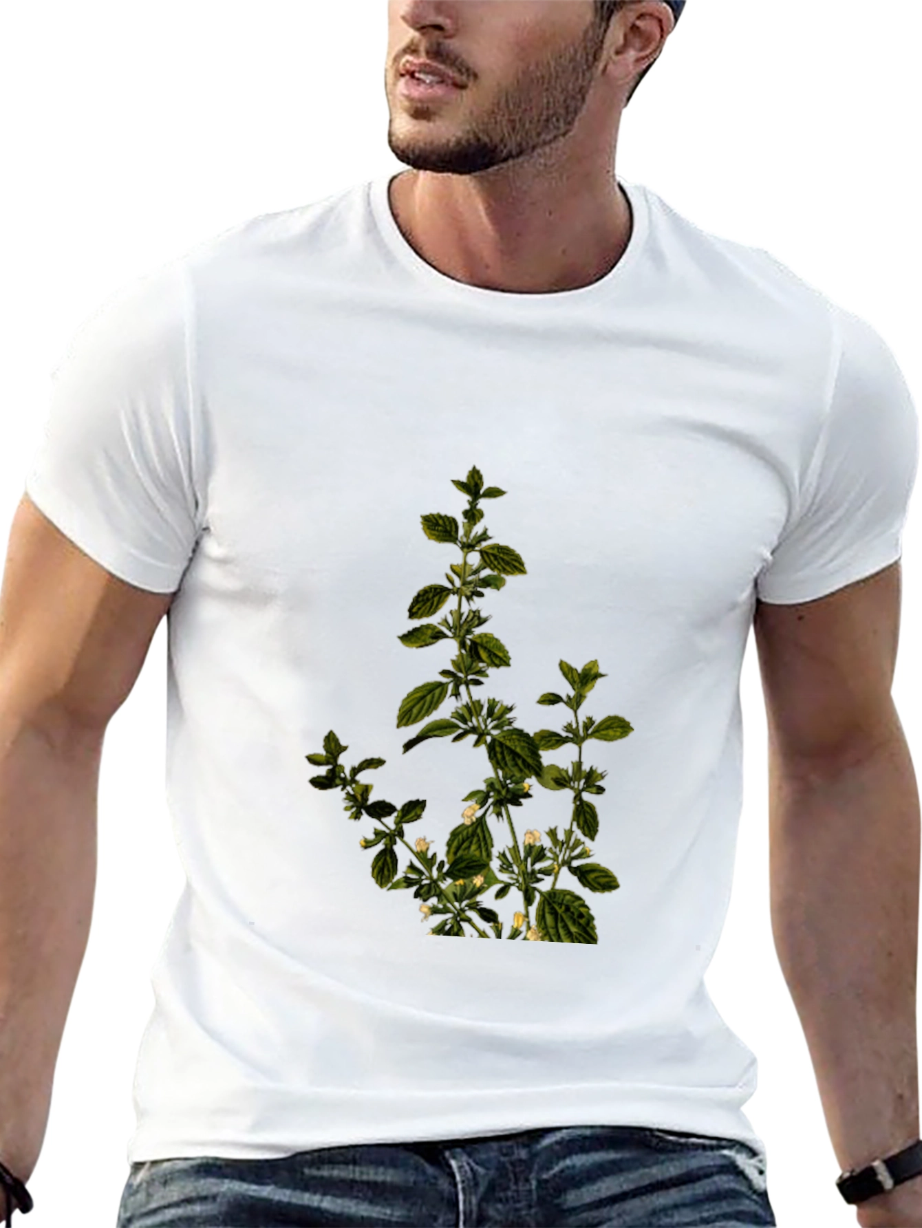Botanical Print Black T-Shirt