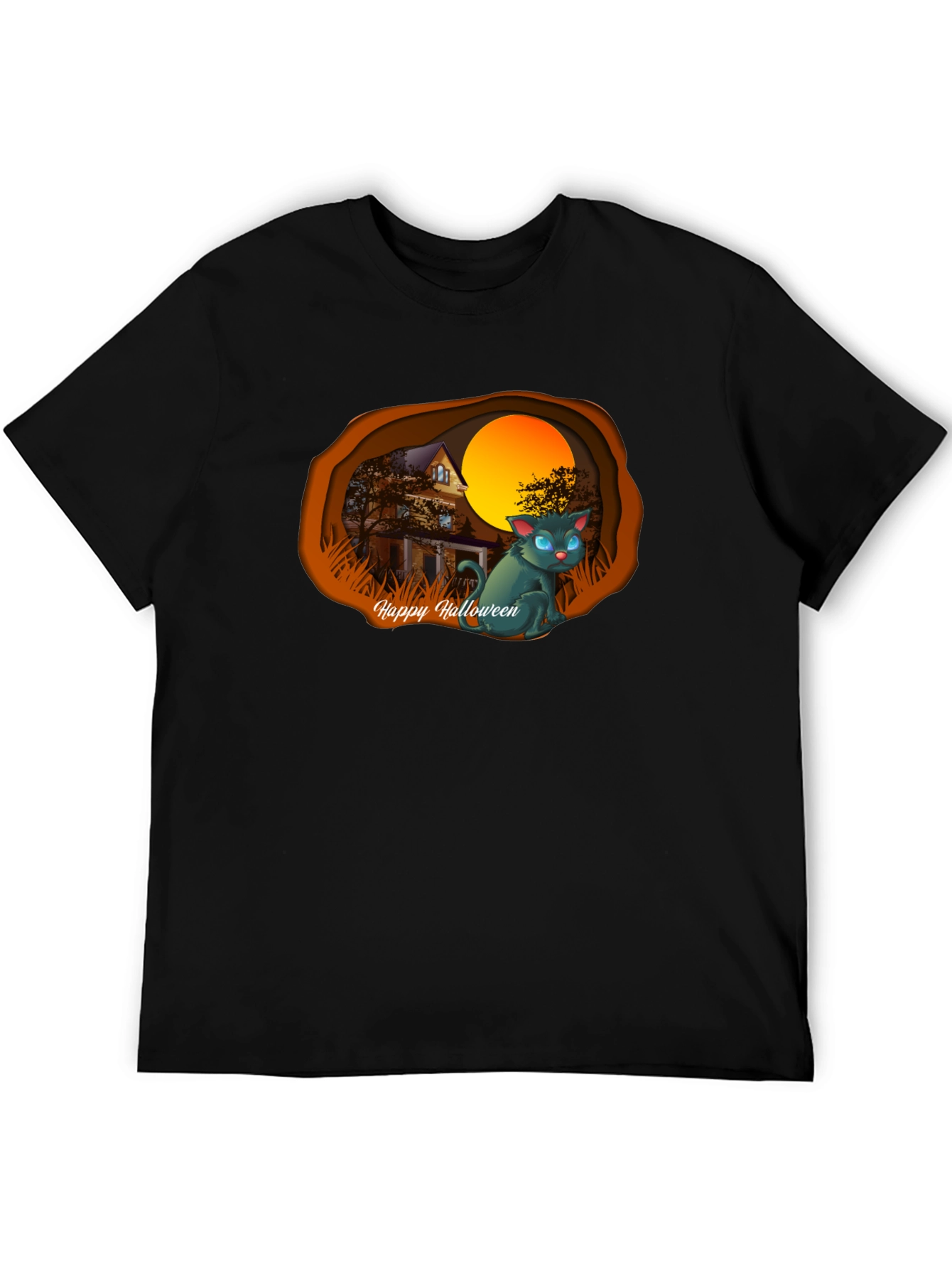 Halloween Cat Graphic T-Shirt