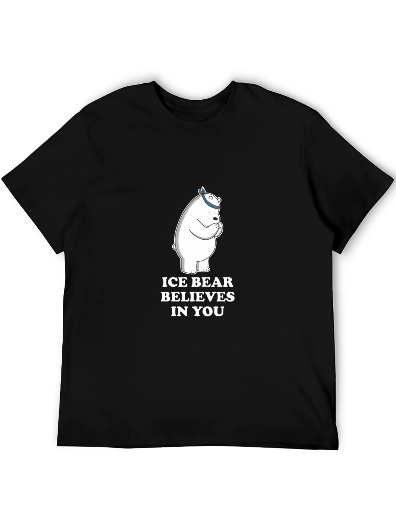 Ice Bear Believes in You Black T-Shirt