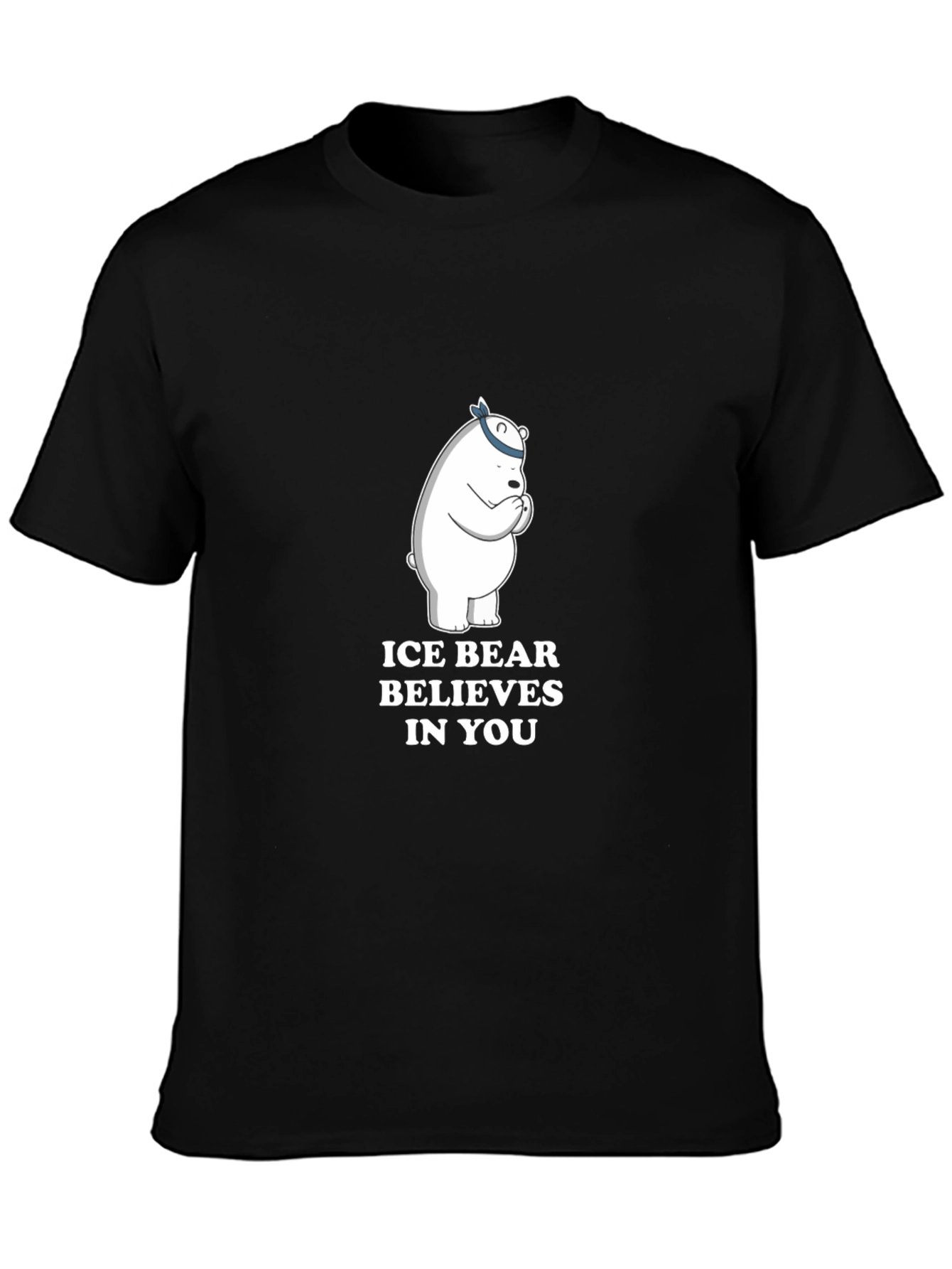 Ice Bear Believes in You Black T-Shirt