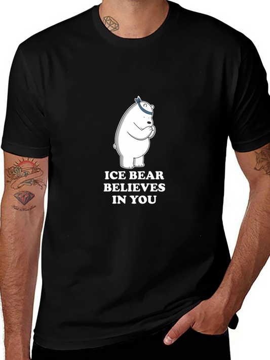 Ice Bear Believes in You Black T-Shirt