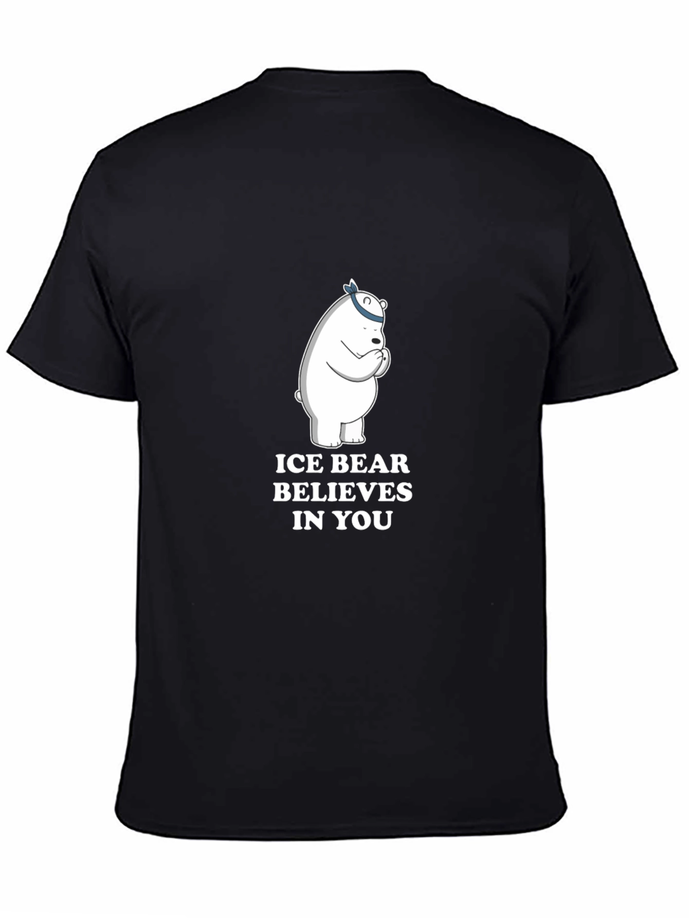 Ice Bear Believes in You Black T-Shirt