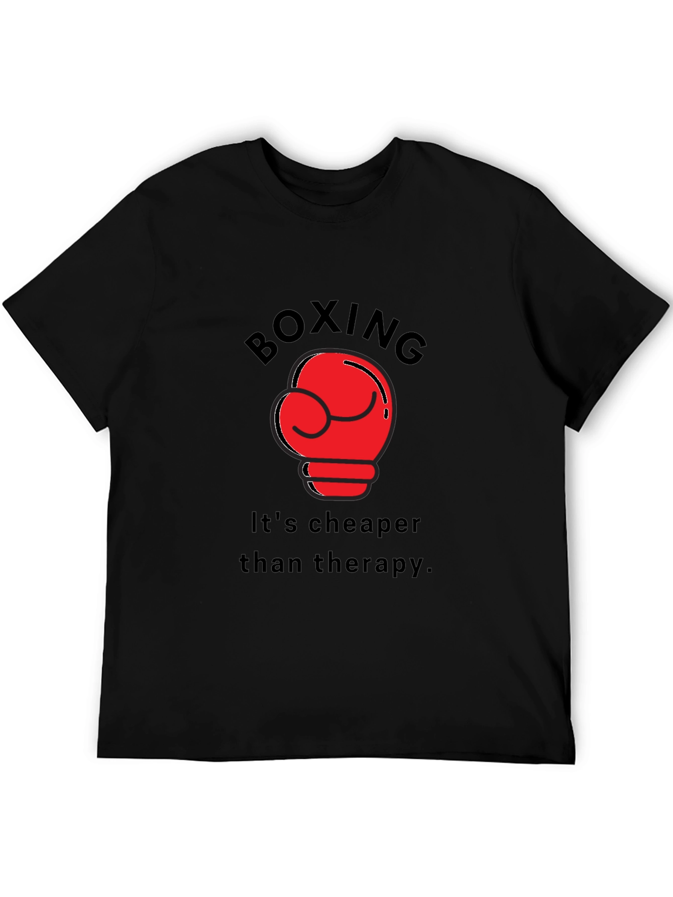 Boxing Cheaper Than Therapy Black T-Shirt