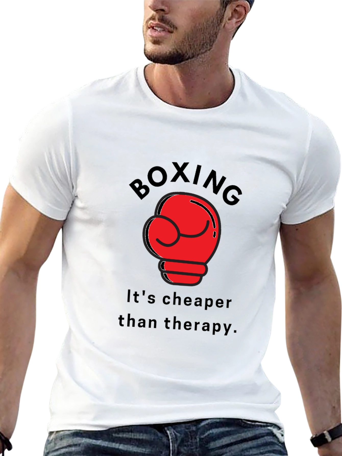 Boxing Cheaper Than Therapy Black T-Shirt