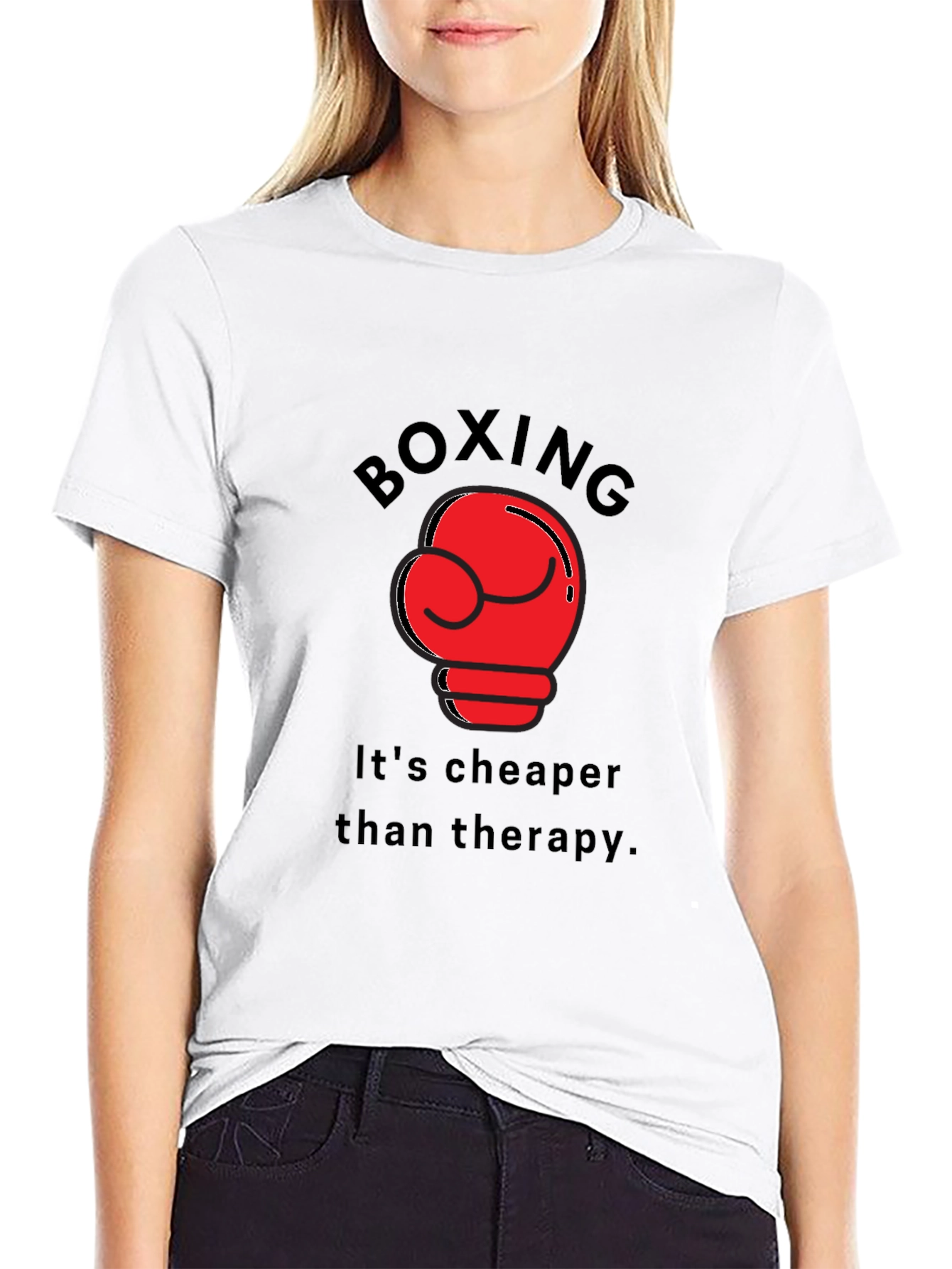 Boxing Cheaper Than Therapy Black T-Shirt