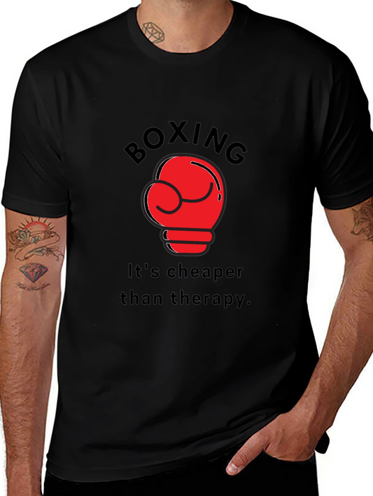 Boxing Cheaper Than Therapy Black T-Shirt