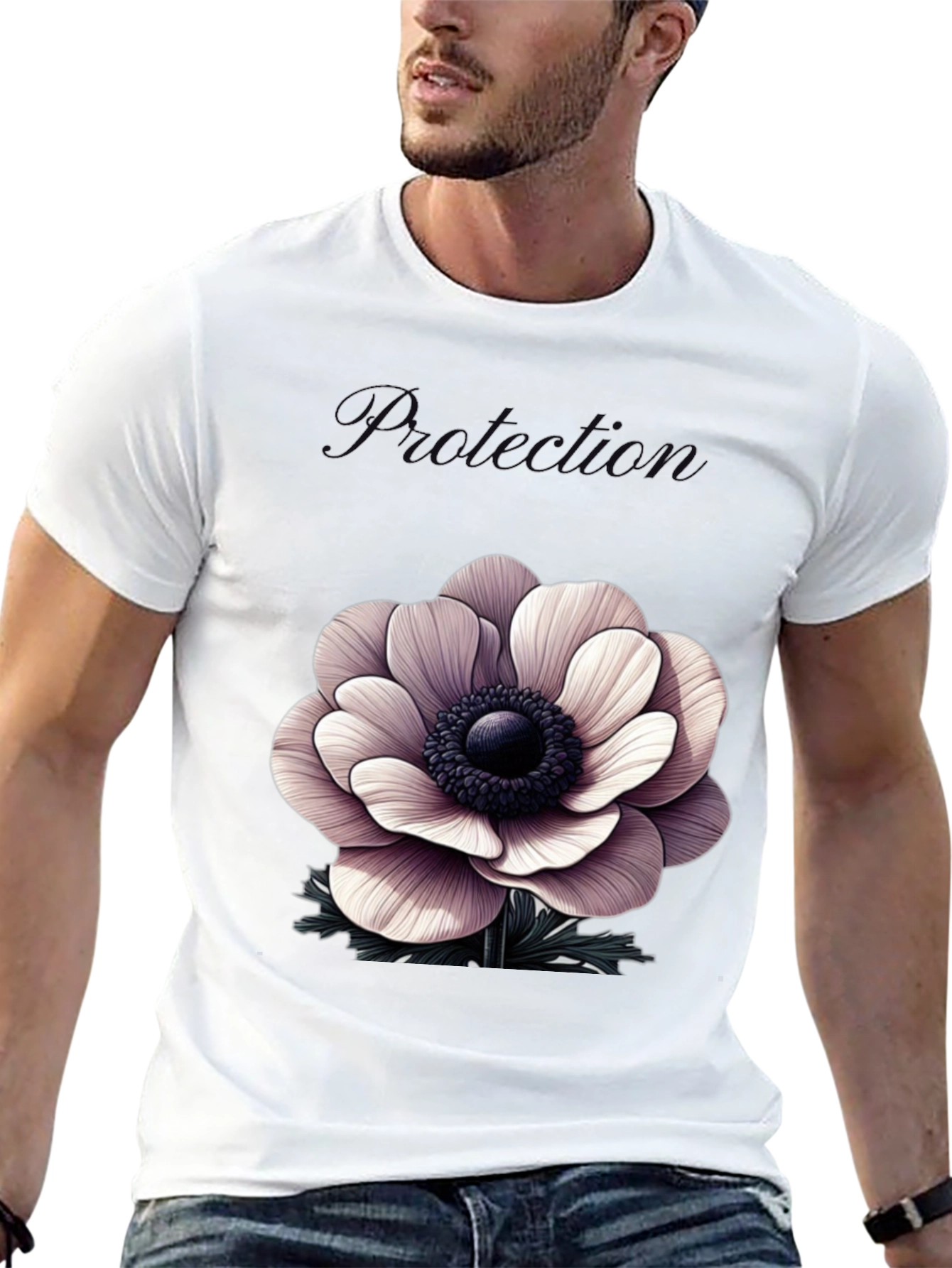 Protection Flower Graphic Tee - Black