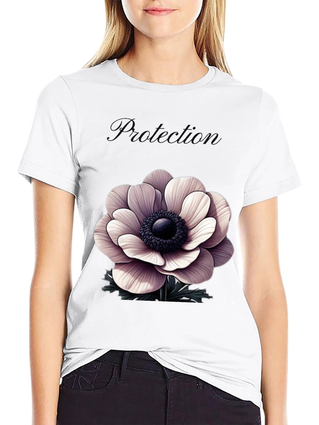 Protection Flower Graphic Tee - Black
