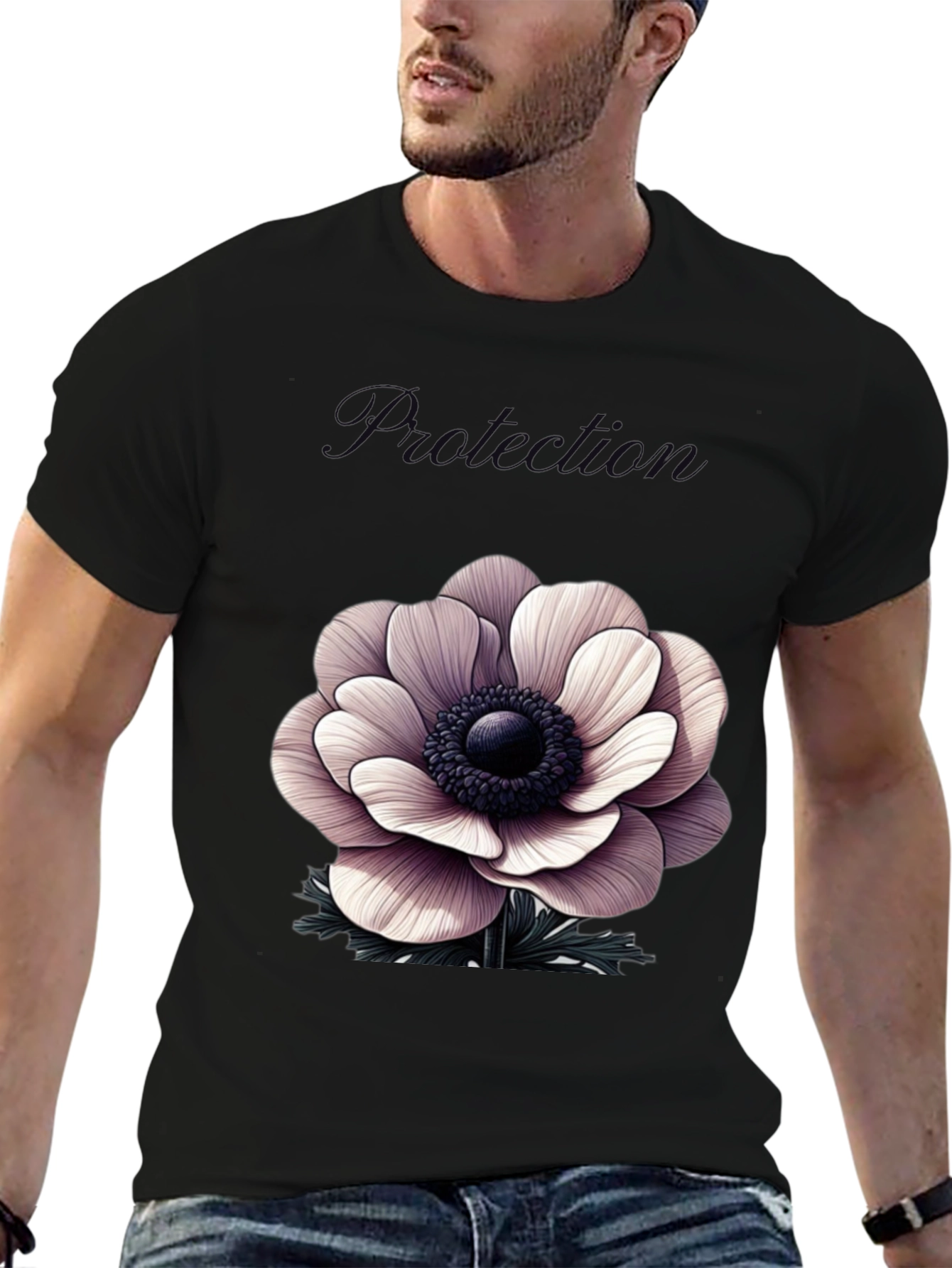 Protection Flower Graphic Tee - Black
