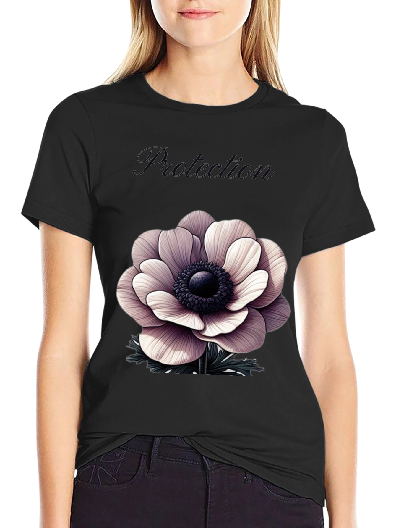 Protection Flower Graphic Tee - Black