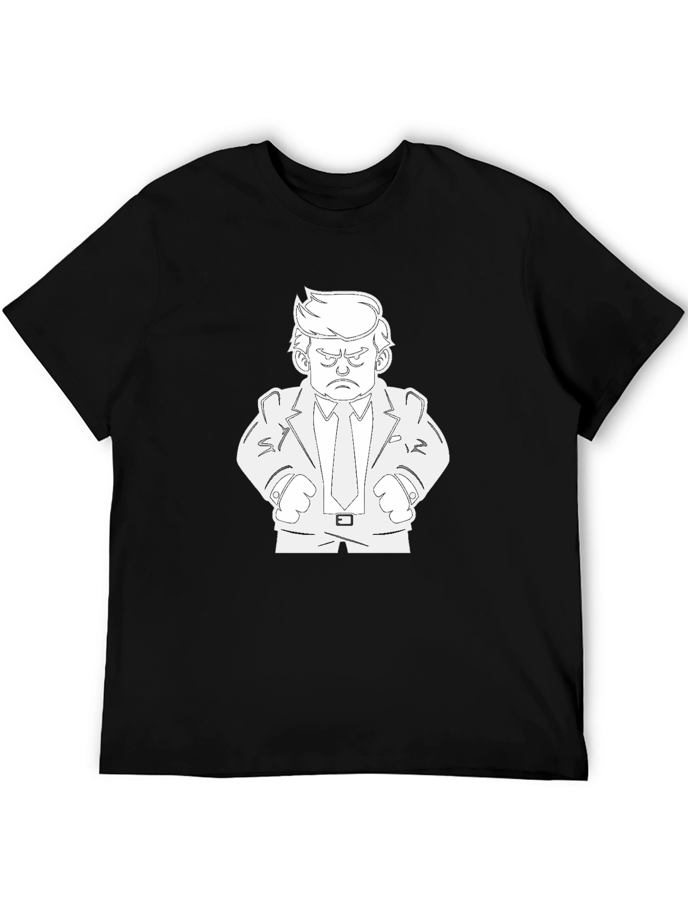Cartoon Trump Graphic T-Shirt - Black