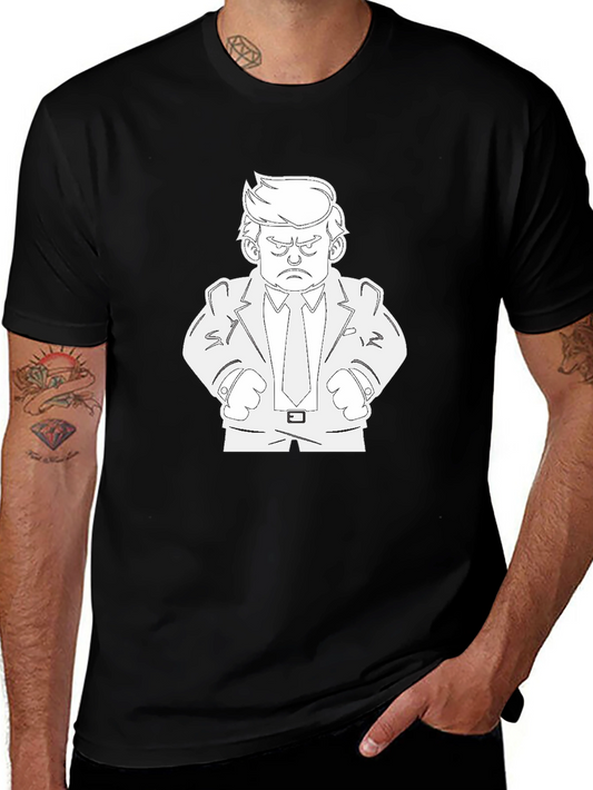 Cartoon Trump Graphic T-Shirt - Black