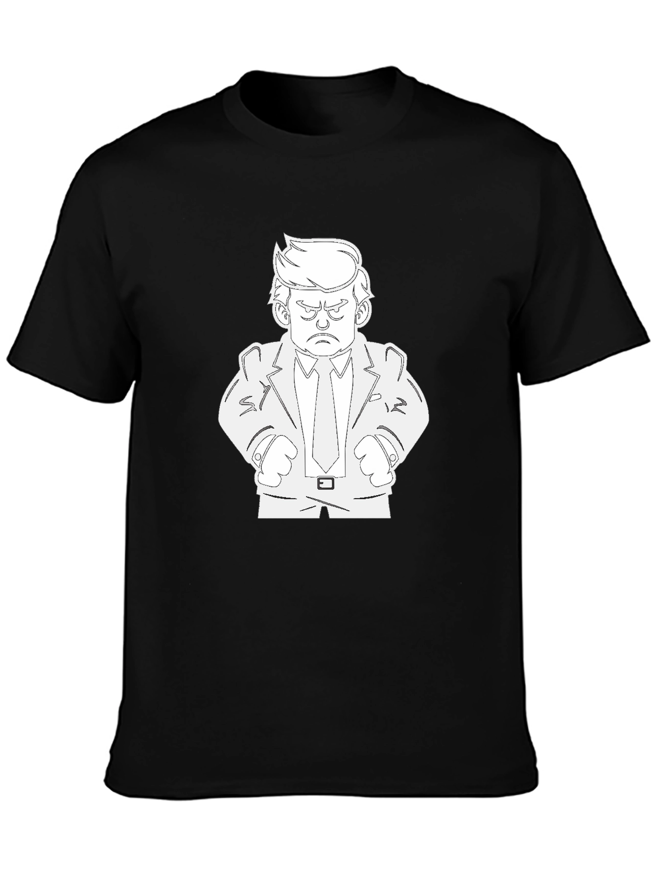 Cartoon Trump Graphic T-Shirt - Black