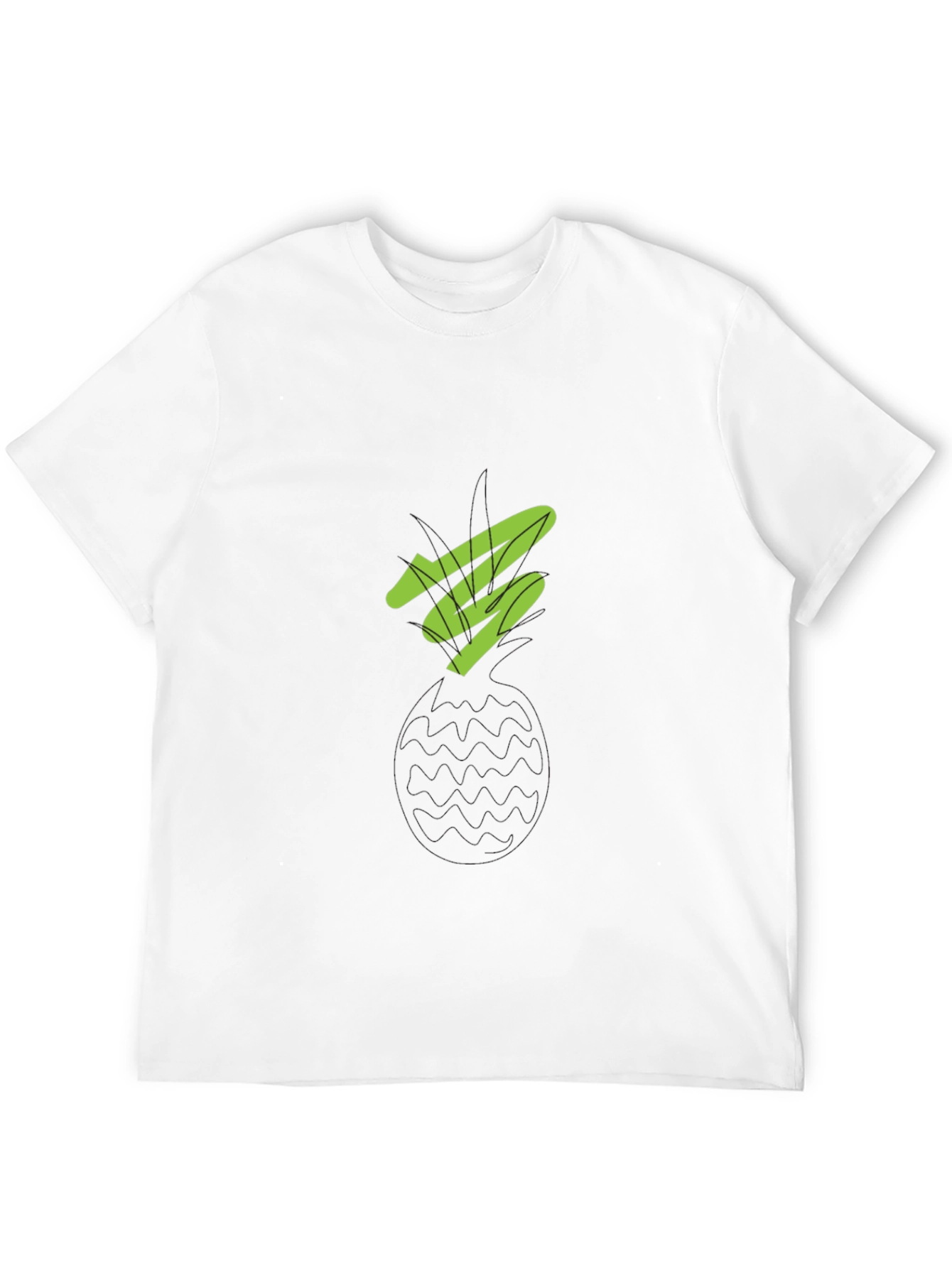 Modern Green Graphic Print Black T-Shirt