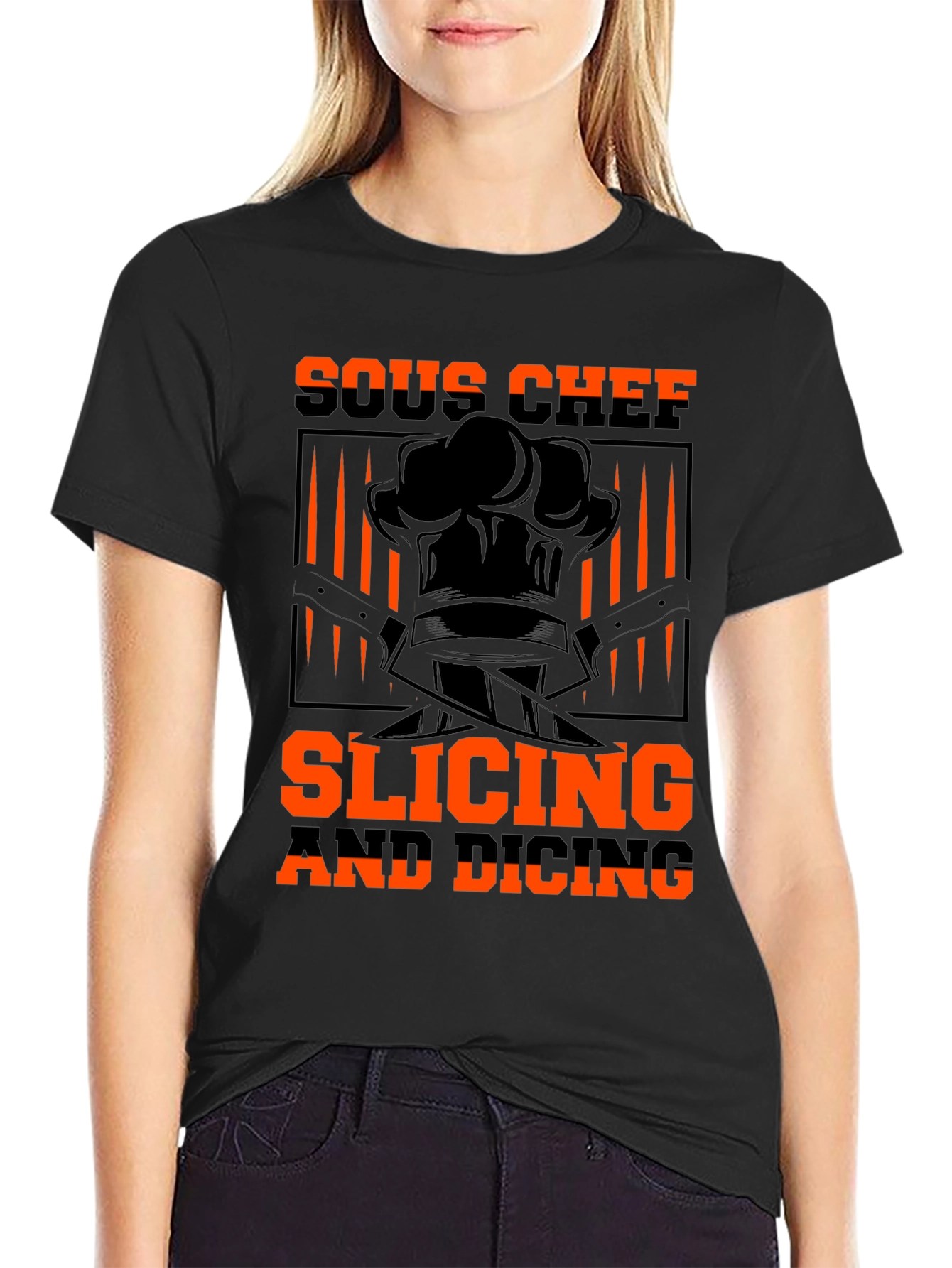 Sous Chef Slicing and Dicing Black T-Shirt