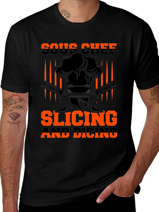 Sous Chef Slicing and Dicing Black T-Shirt