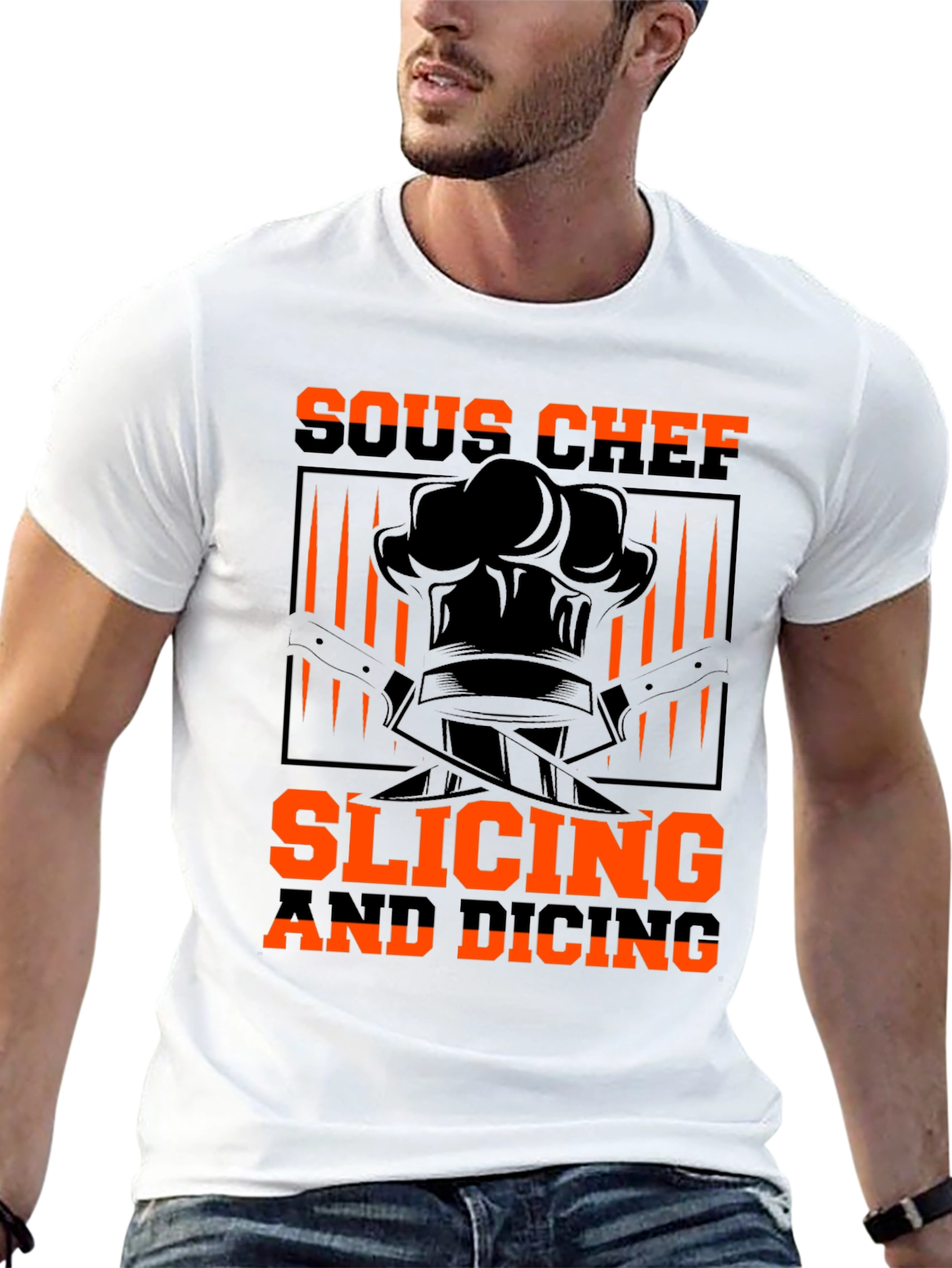 Sous Chef Slicing and Dicing Black T-Shirt