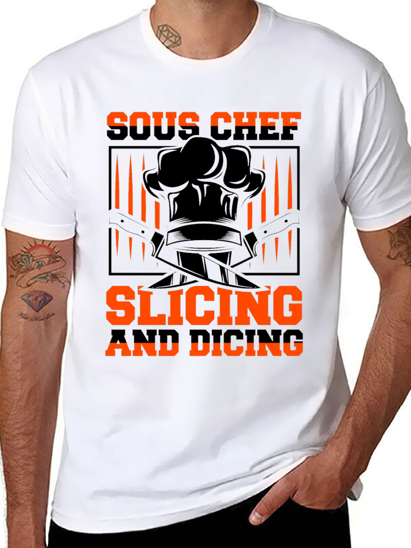 Sous Chef Slicing and Dicing Black T-Shirt