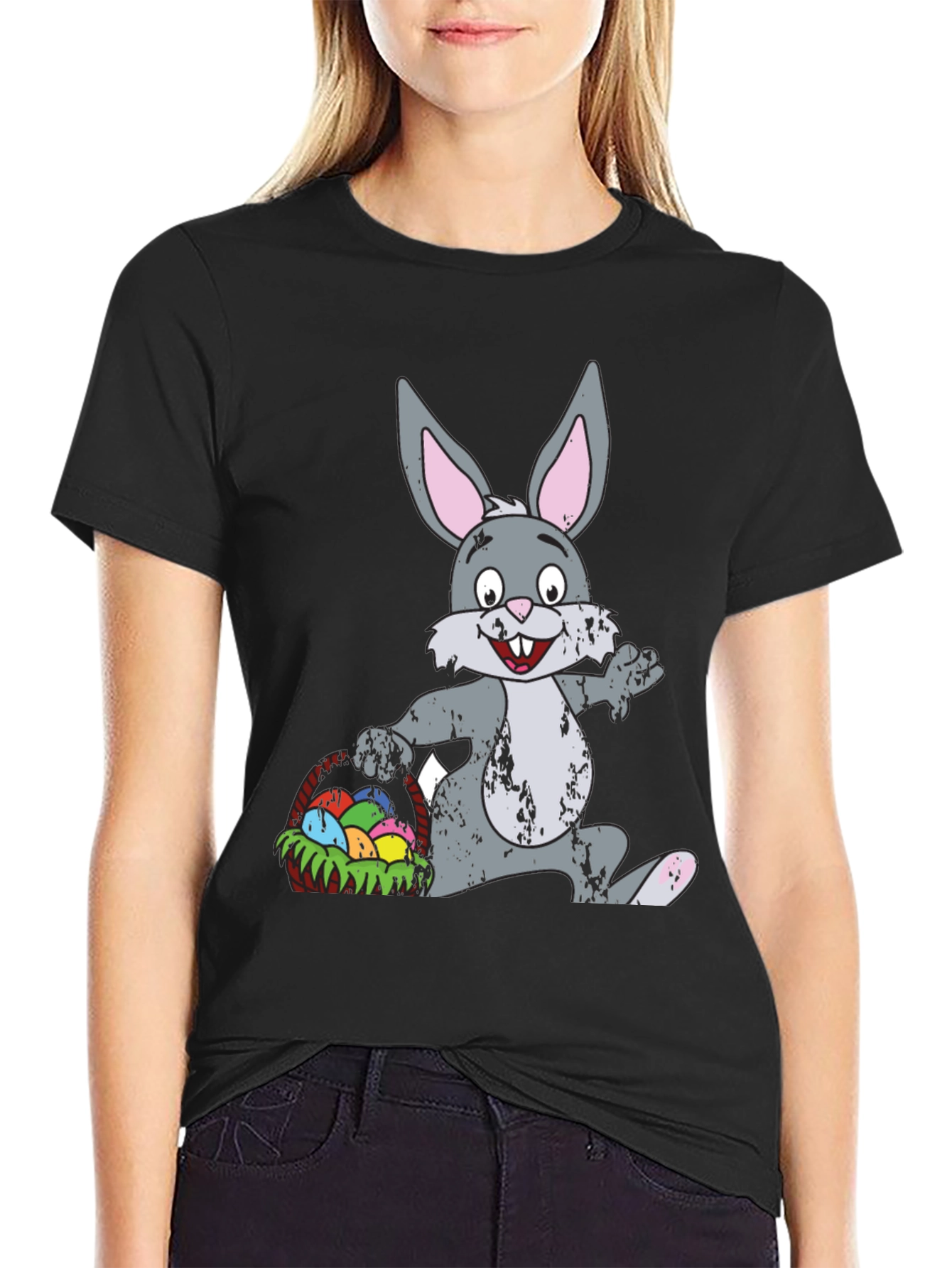 Easter Bunny with Basket Graphic T-Shirt