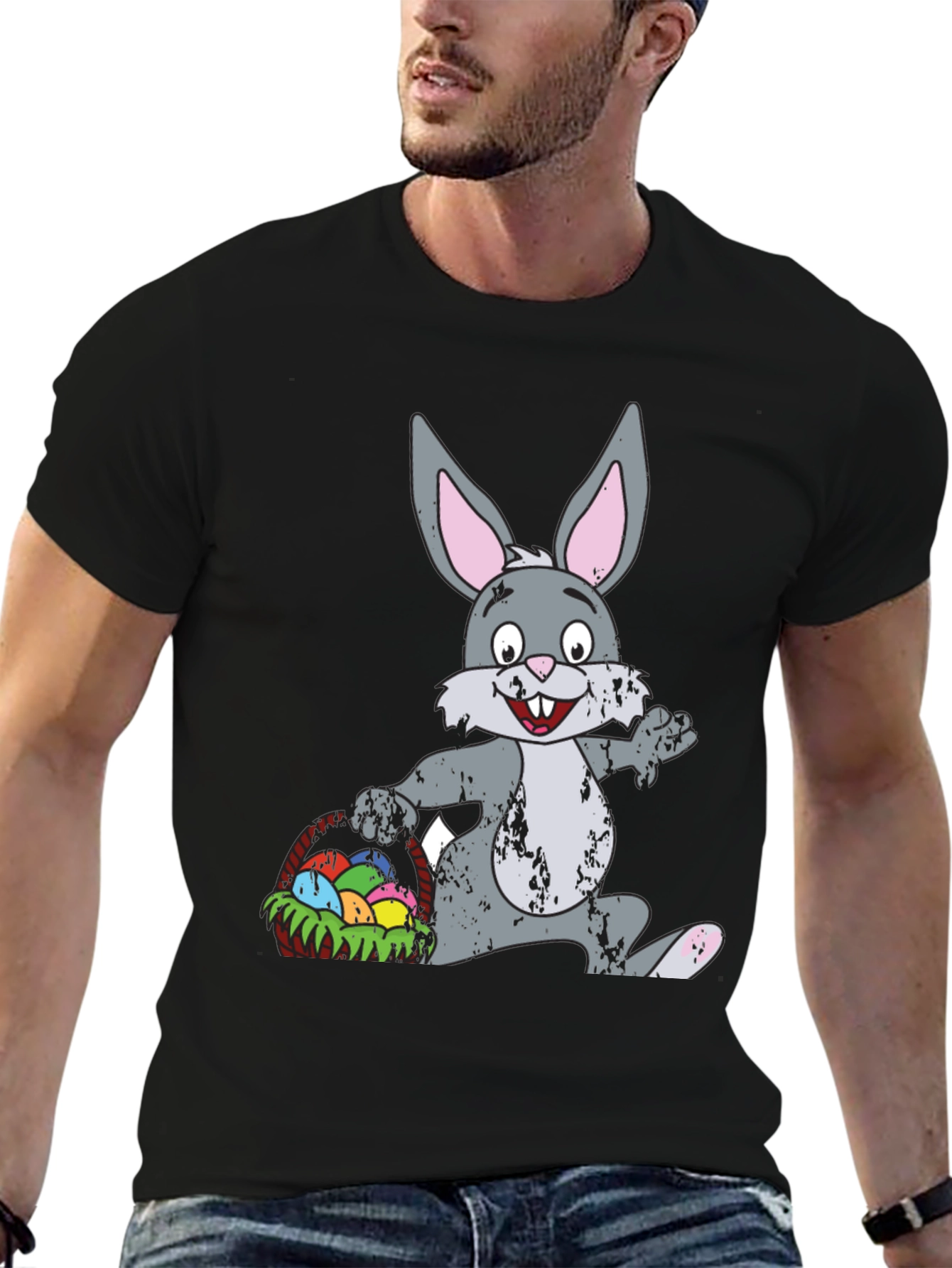 Easter Bunny with Basket Graphic T-Shirt