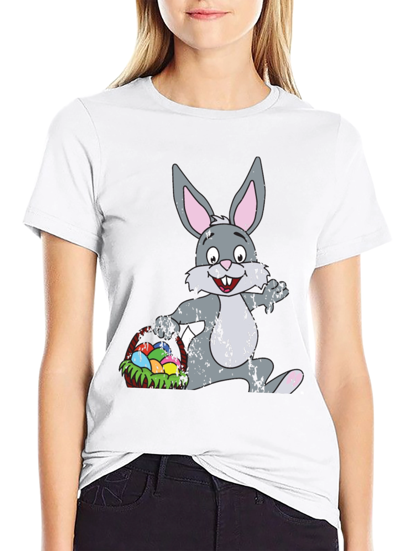 Easter Bunny with Basket Graphic T-Shirt