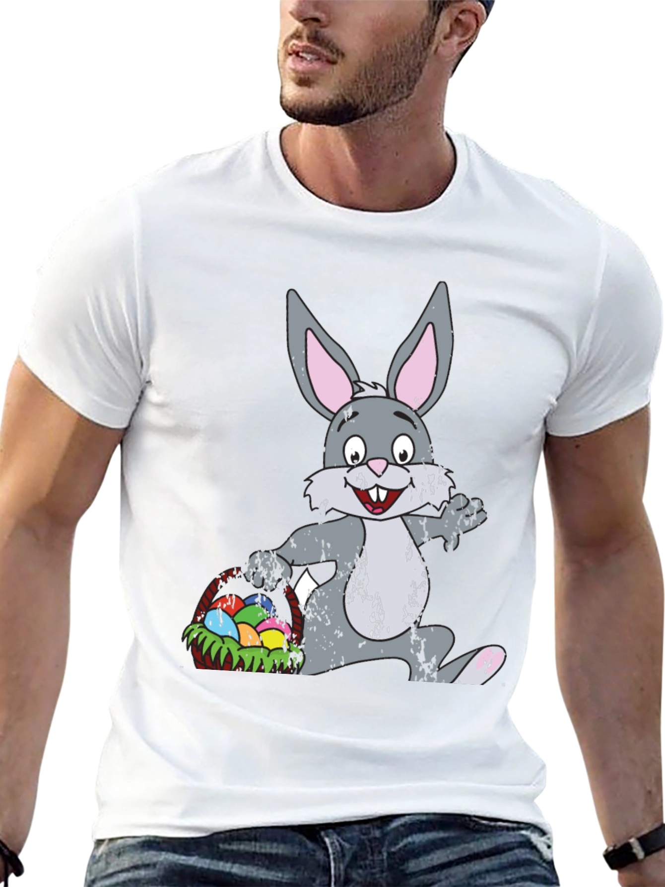 Easter Bunny with Basket Graphic T-Shirt