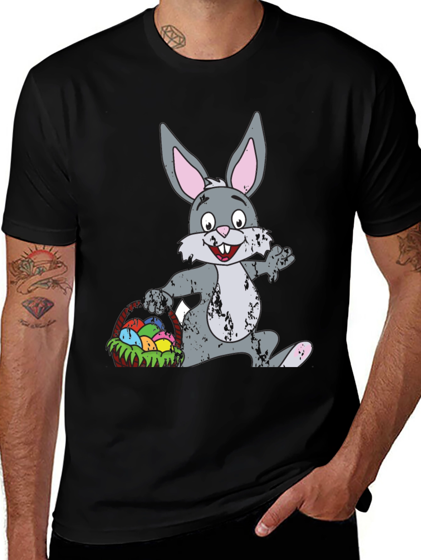 Easter Bunny with Basket Graphic T-Shirt