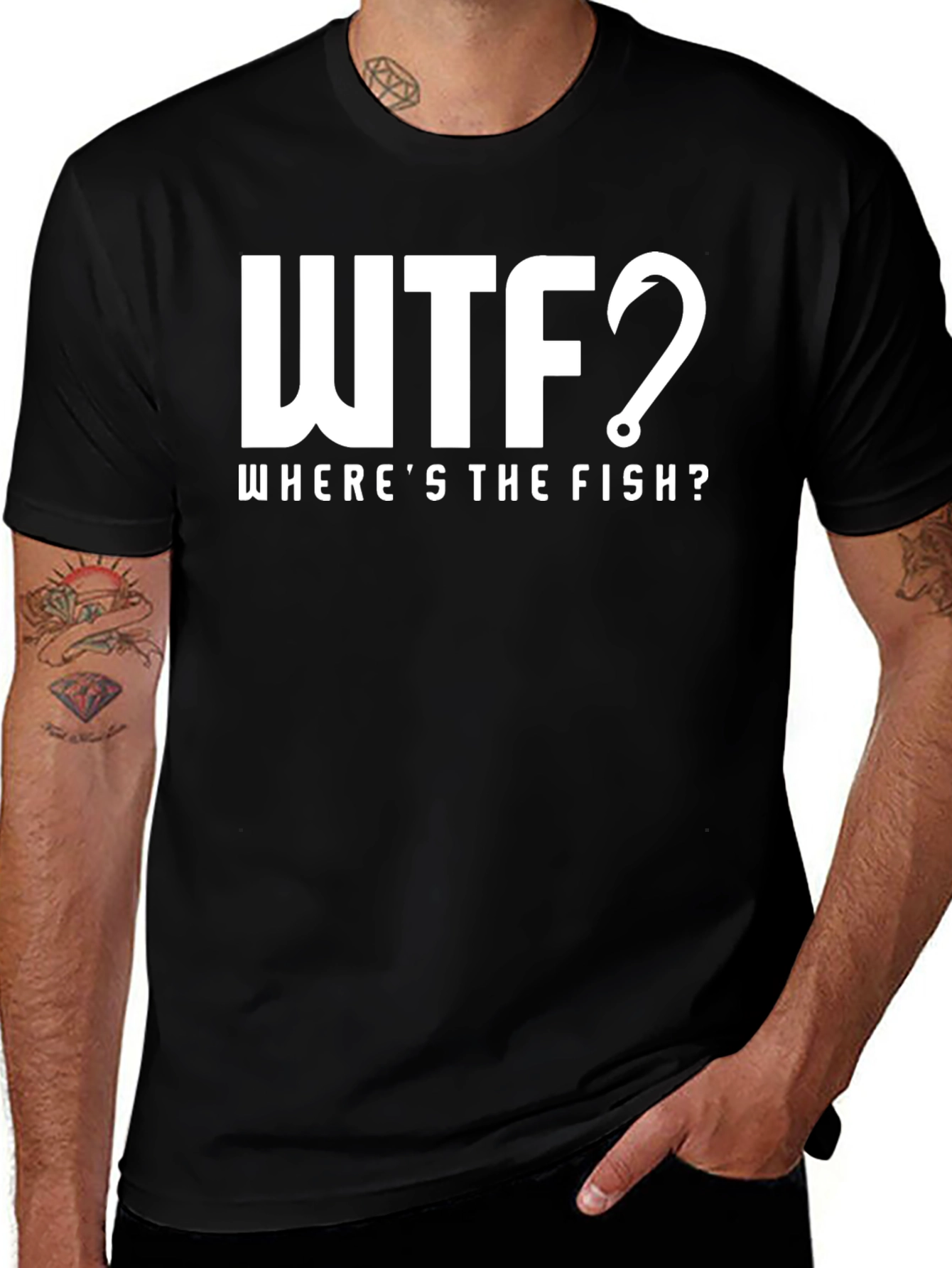 WTF Wheres The Fish? Mens Humor Tee