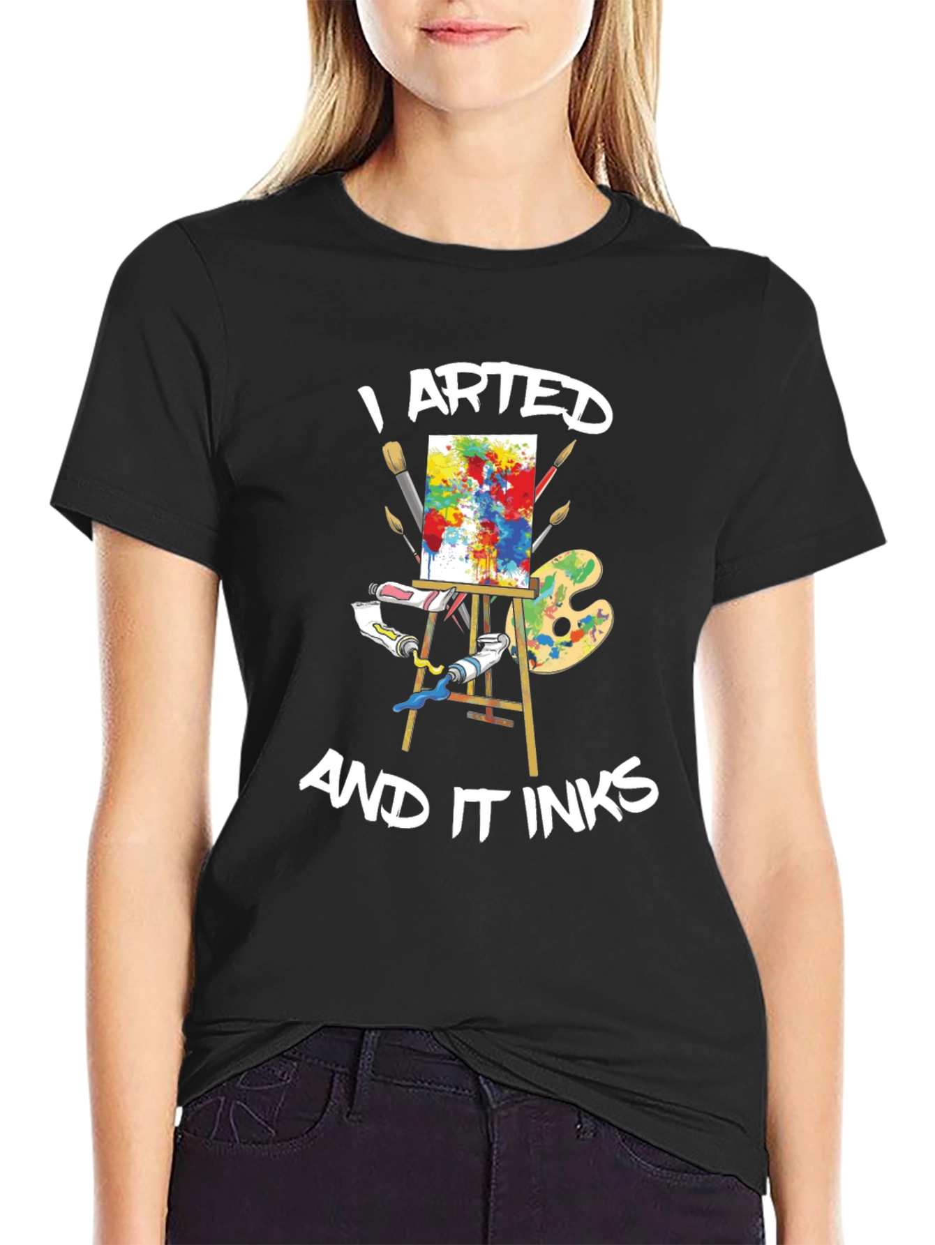 I Arted and It Inks Black Graphic Tee