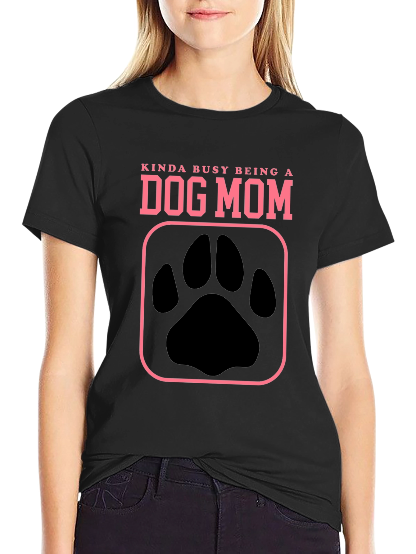 Dog Mom Graphic Tee - Black