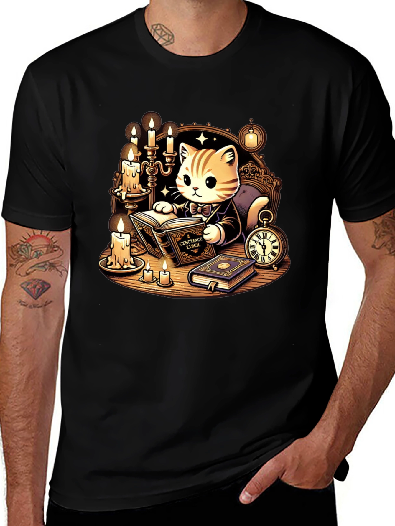 Literary Cat T-Shirt - Reading Kitten Tee