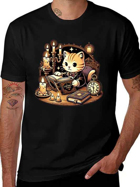 Literary Cat T-Shirt - Reading Kitten Tee