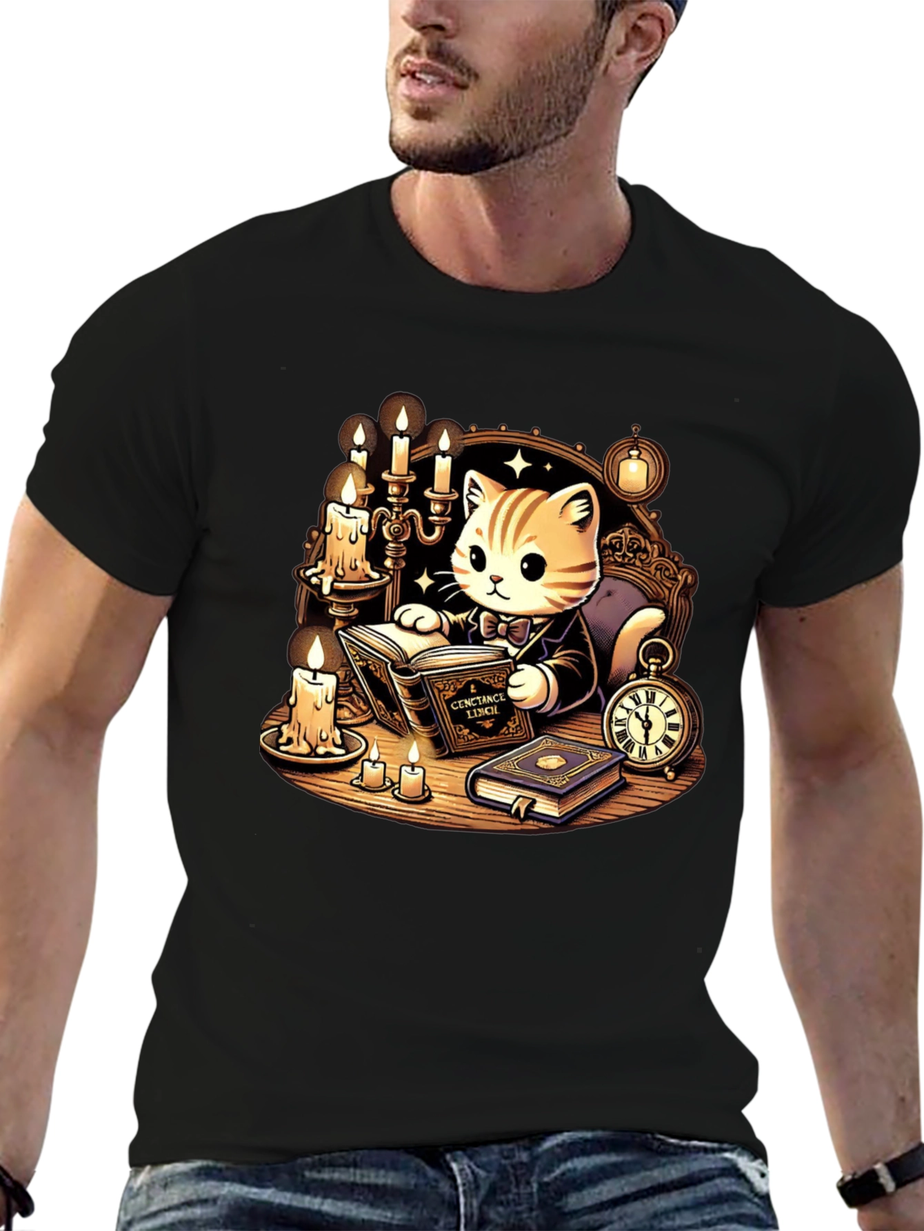 Literary Cat T-Shirt - Reading Kitten Tee