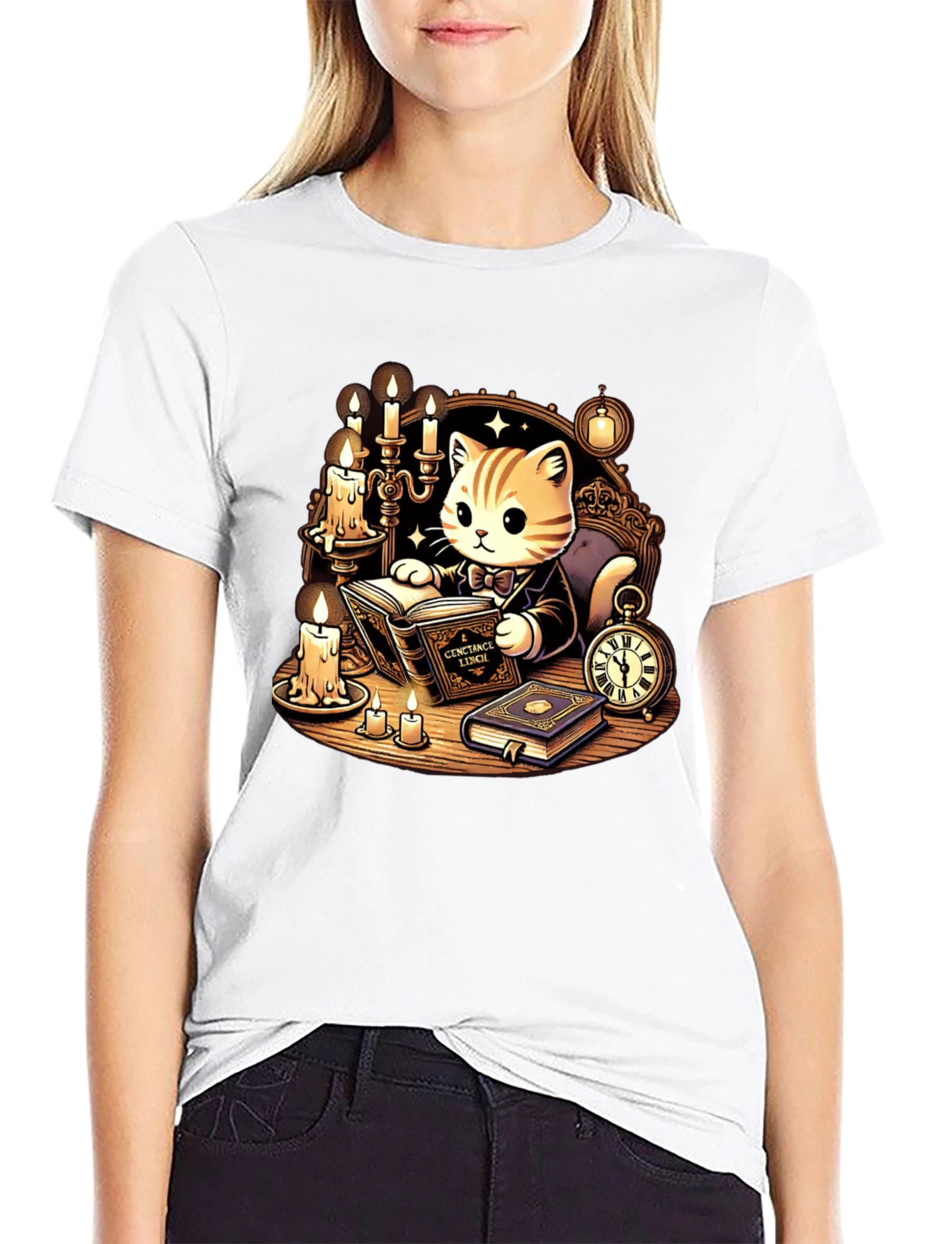 Literary Cat T-Shirt - Reading Kitten Tee