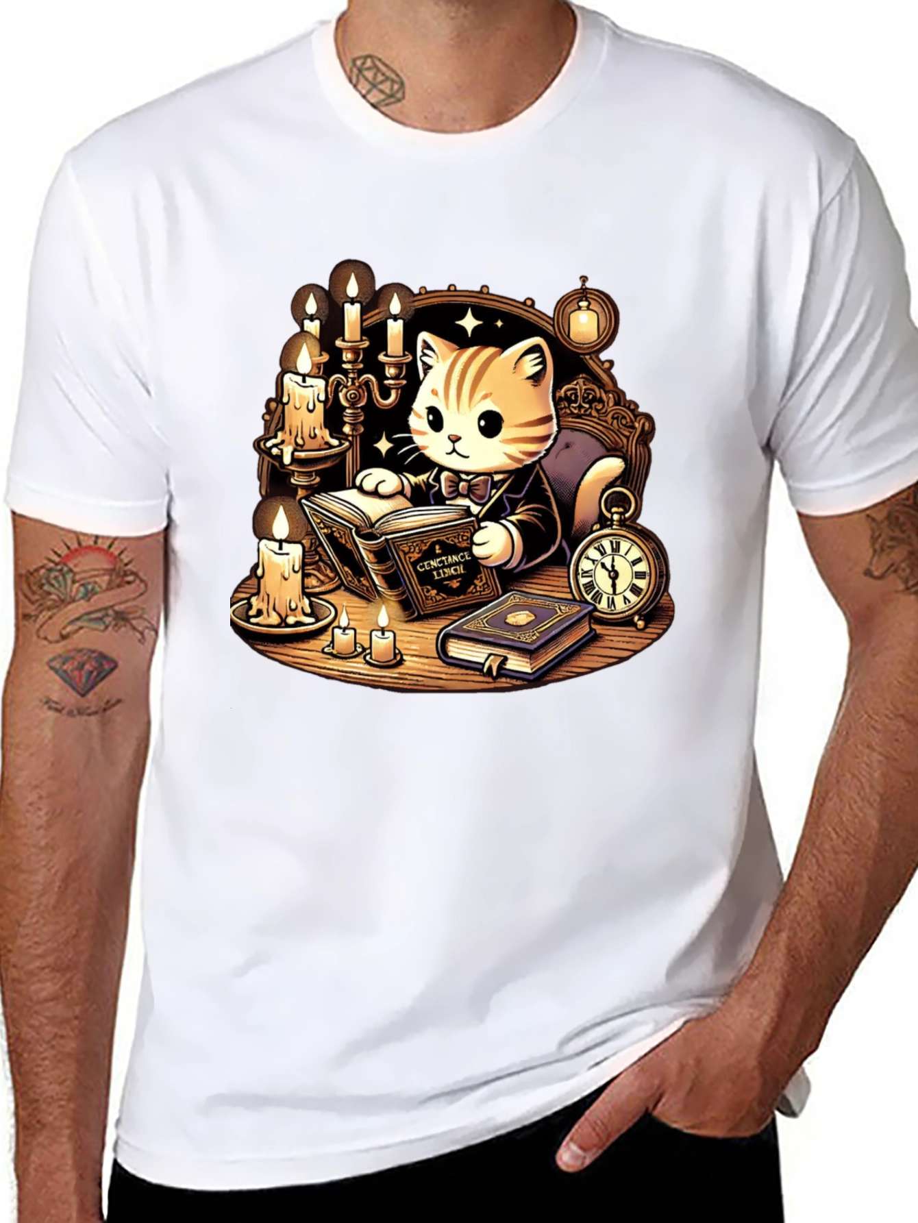 Literary Cat T-Shirt - Reading Kitten Tee