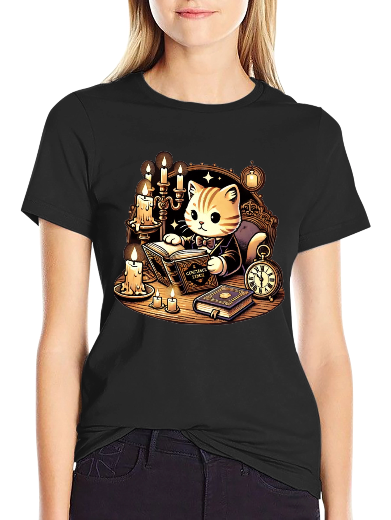 Literary Cat T-Shirt - Reading Kitten Tee