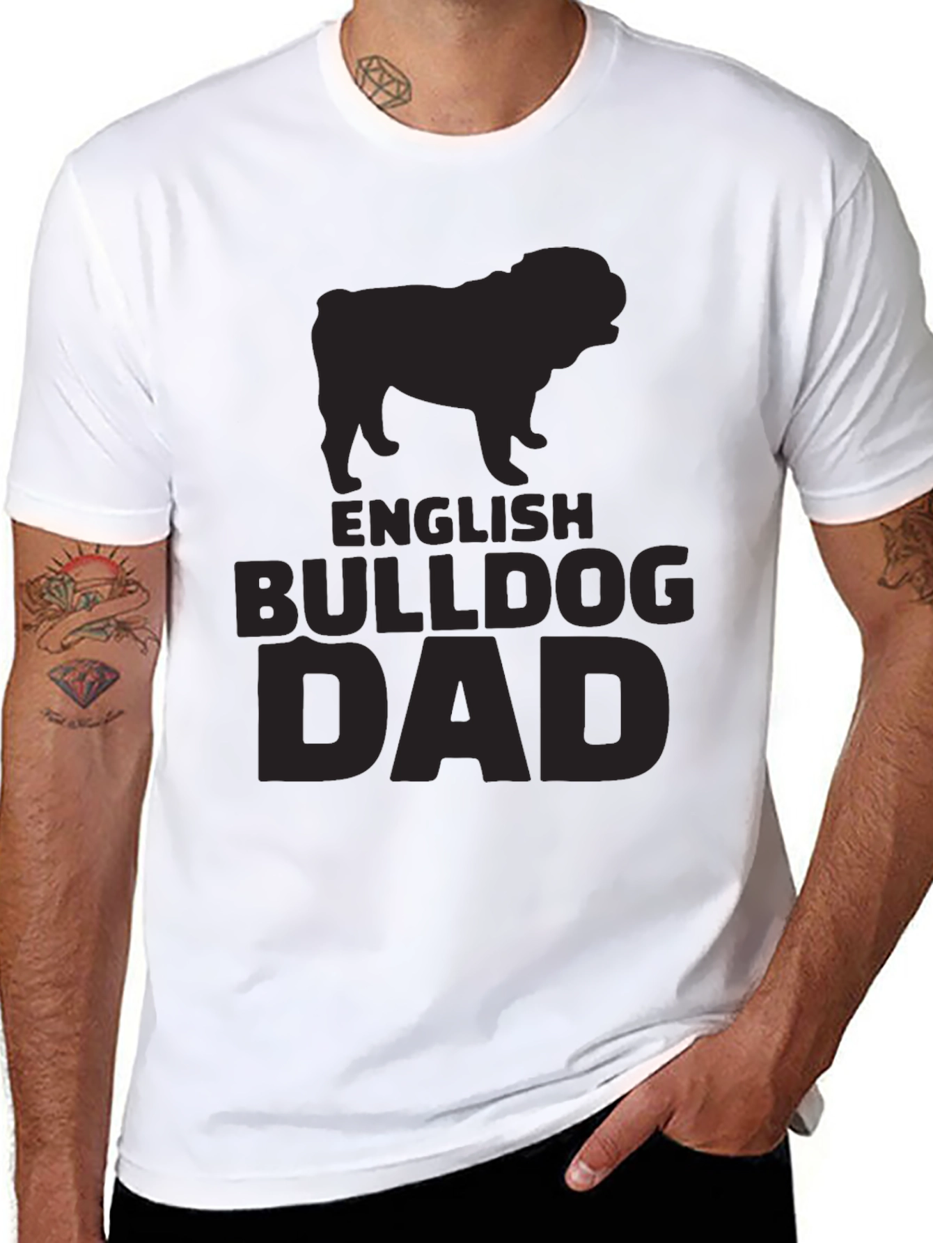 English Bulldog Dad Black T-Shirt
