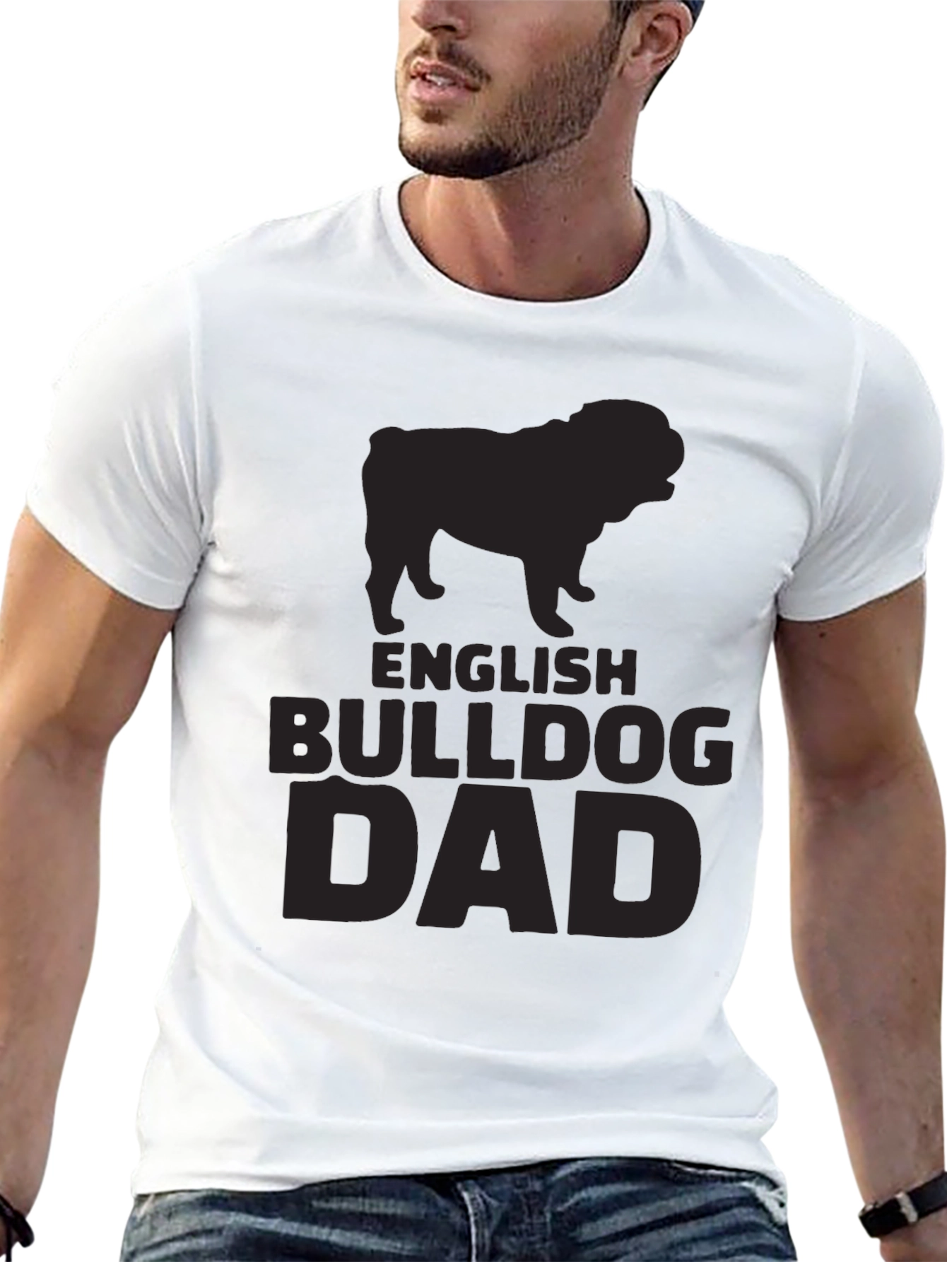 English Bulldog Dad Black T-Shirt