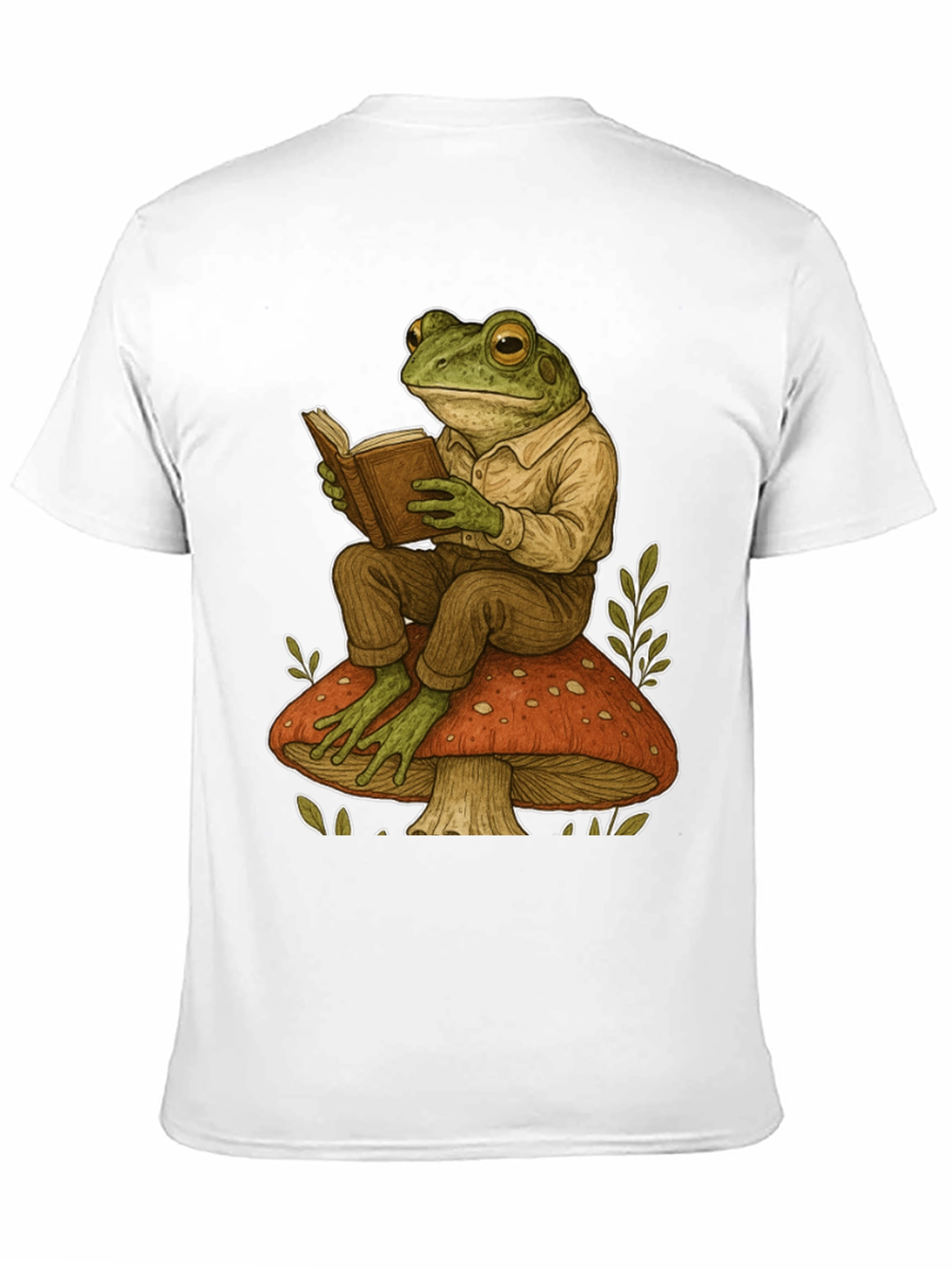 Frog Reading on Mushroom Graphic T-Shirt