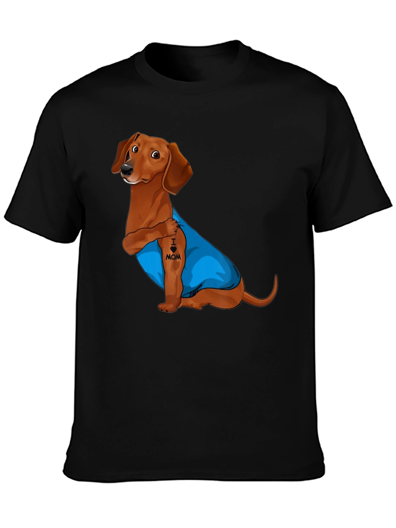 Dachshund I Heart Mom Tattoo Graphic T-Shirt