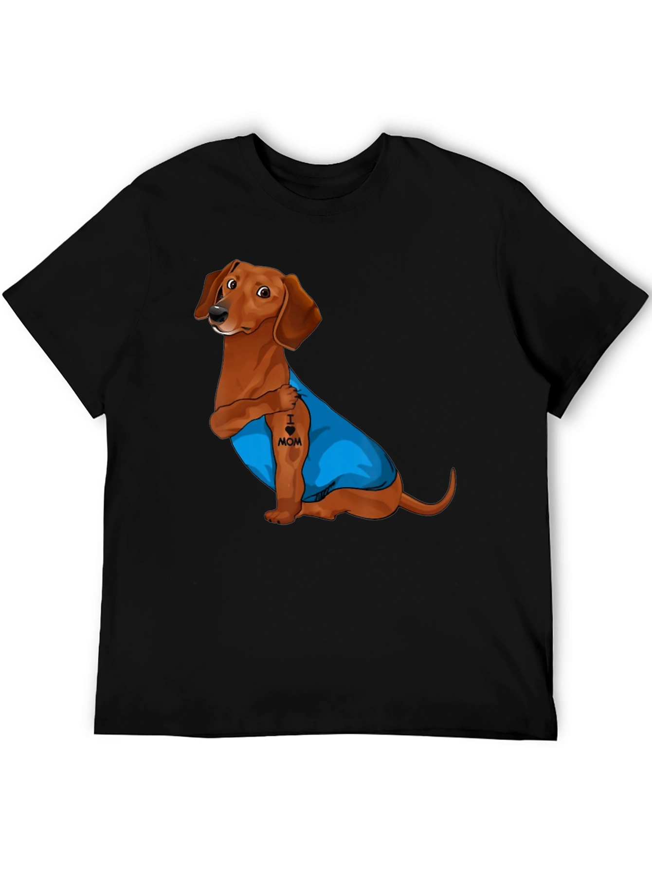 Dachshund I Heart Mom Tattoo Graphic T-Shirt