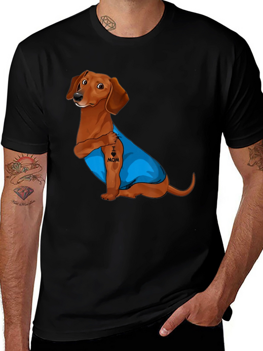 Dachshund I Heart Mom Tattoo Graphic T-Shirt