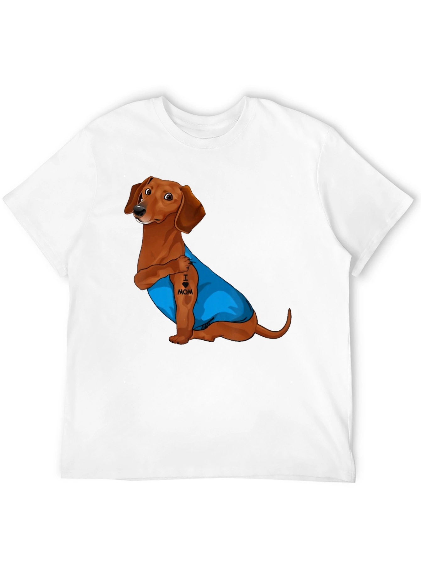 Dachshund I Heart Mom Tattoo Graphic T-Shirt