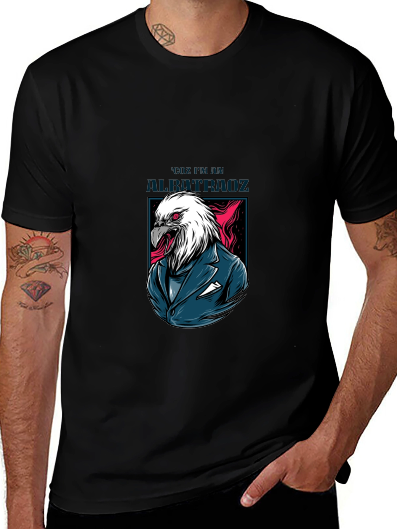 Eagle Suit Graphic Print Tee - Cool Menswear