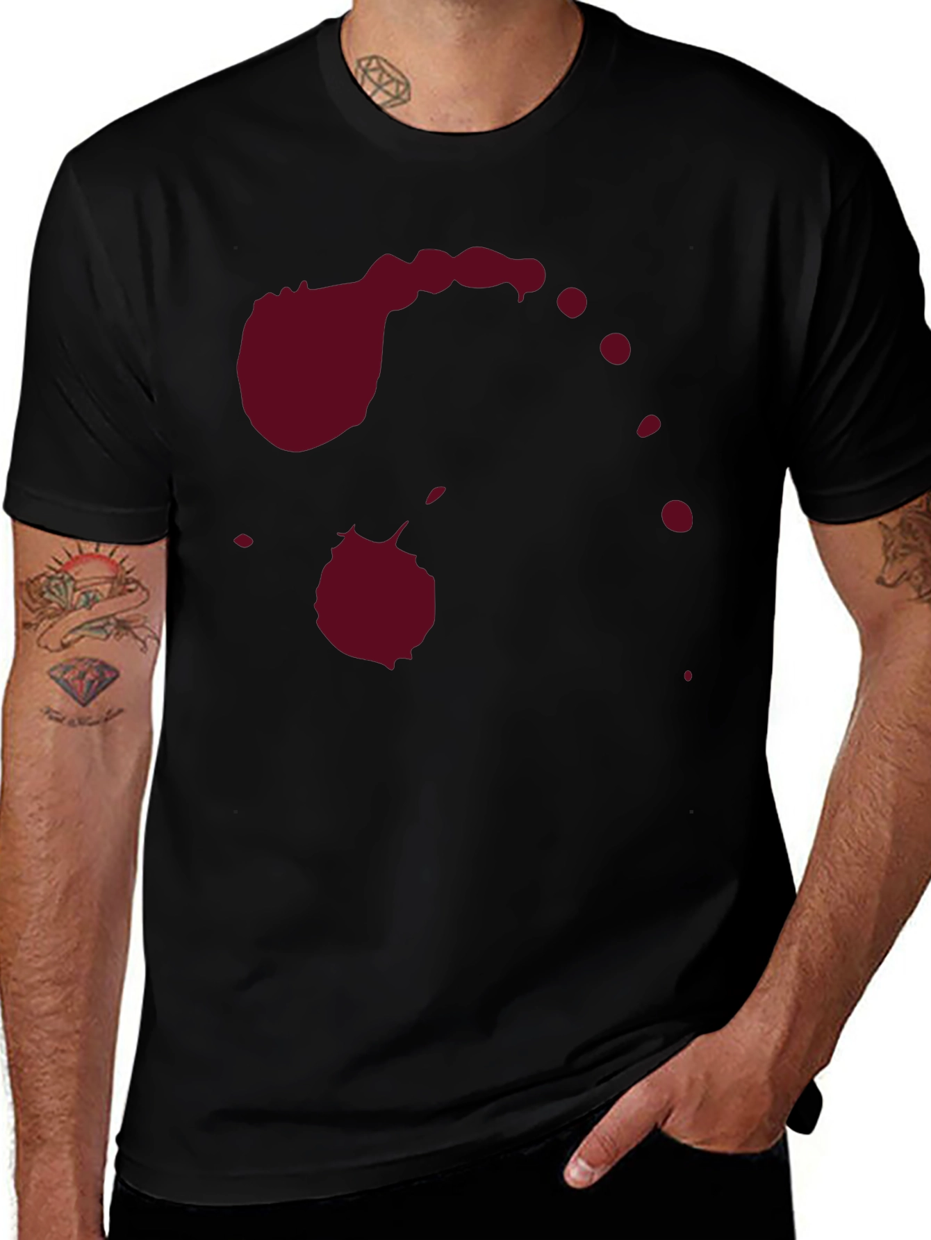 Abstract Dark Red Stain Graphic Tee