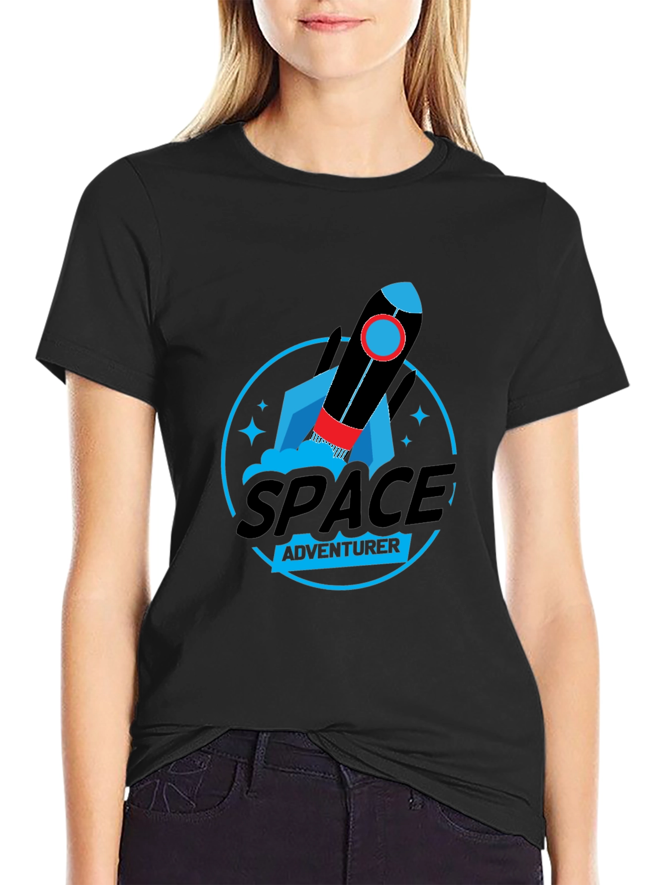 Space Adventurer Graphic T-Shirt - Black Cotton Tee